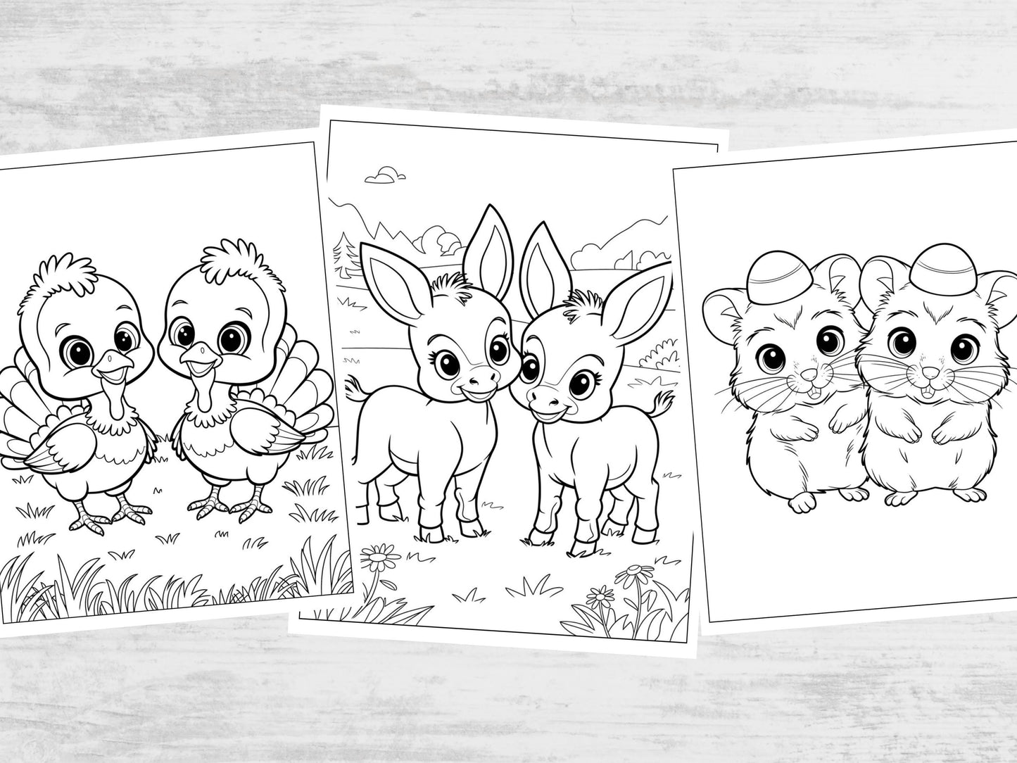Dibujos para colorear de animales - Dibujos para colorear de animales lindos - Hojas para colorear de animales imprimibles para niños y adultos - Descarga digital - Dibujos para colorear fáciles