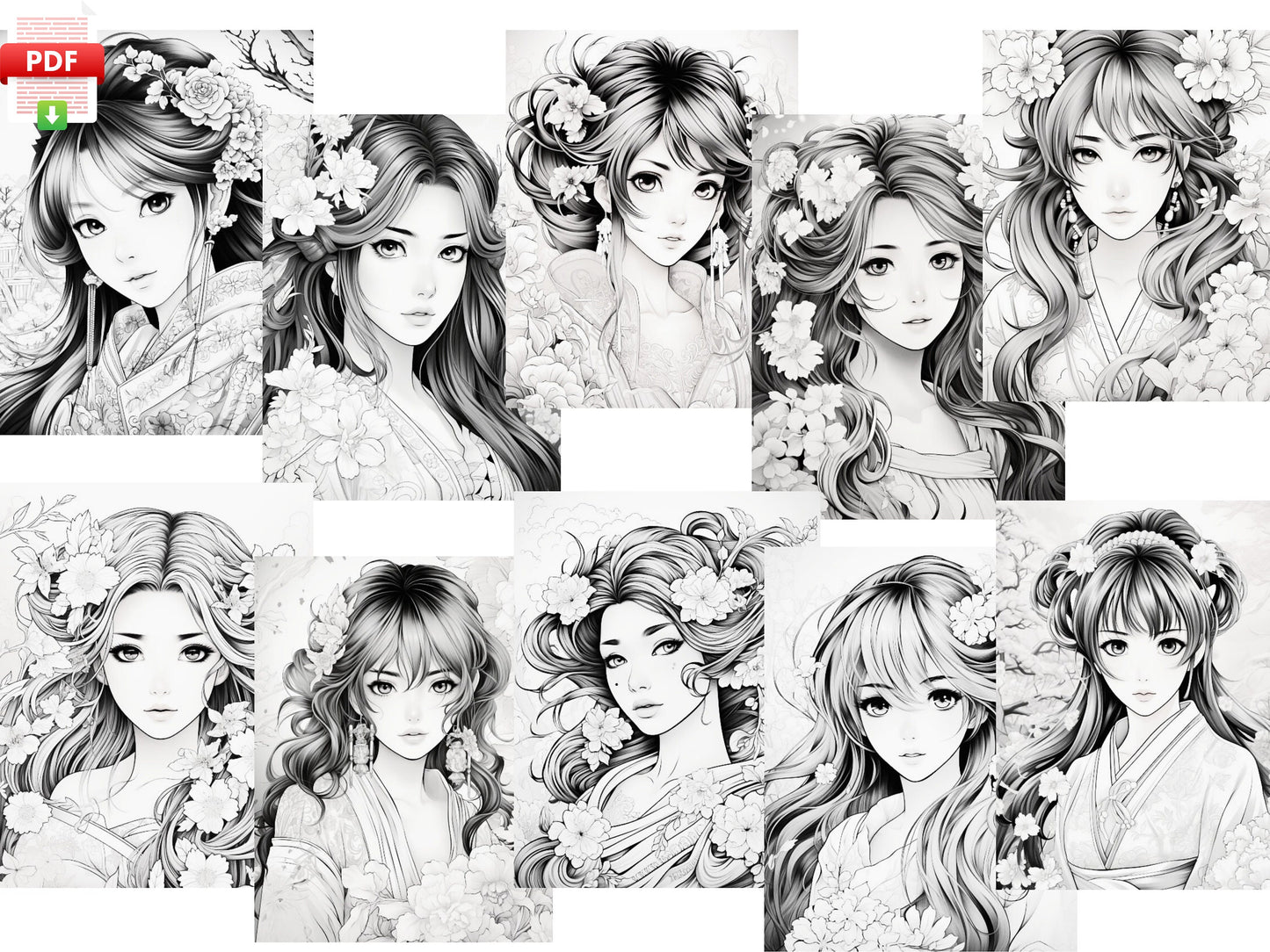 Mujer Kimono Japonesa, mujeres hermosas, páginas para colorear, colorear en escala de grises, chicas asiáticas, chicas japonesas, colorear kimono, colorear japonesas