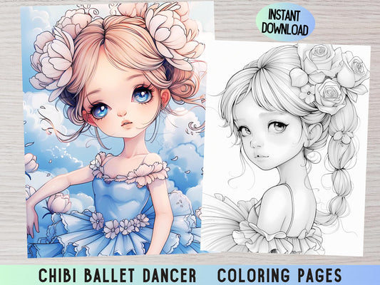 Dibujos para colorear de Chibi, Dibujos para colorear de bailarinas de ballet, Libro para colorear para adultos, Dibujos para colorear, Dibujos para colorear de Chibi para imprimir, Dibujos para colorear de Chibi lindos