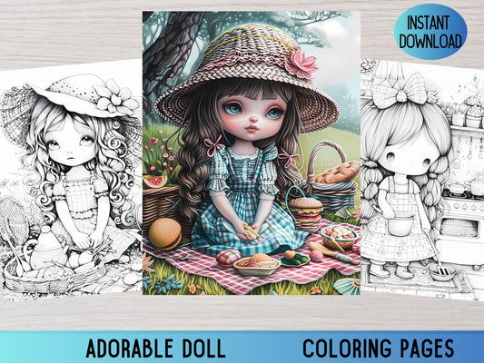 Página para colorear de muñecas, Páginas para colorear de muñecas imprimibles, Páginas para colorear de muñecas lindas, Libro para colorear de muñecas, Muñecas para colorear, Páginas para colorear para adultos