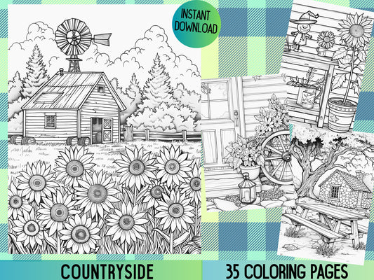 Dibujos para colorear de campo, Dibujos para colorear cottagecore, Dibujos para colorear de granjas, Dibujos para colorear de campo, Dibujos para colorear de animales de granja, Dibujos para colorear de jardinería, Dibujos para colorear para adultos