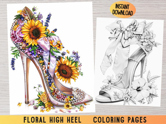 Dibujos para colorear de zapatos, Dibujos para colorear de tacones altos, Dibujos para colorear de zapatos con flores, Libro para colorear de zapatos, Dibujos para colorear de tacones elegantes, Dibujos para colorear para adultos,