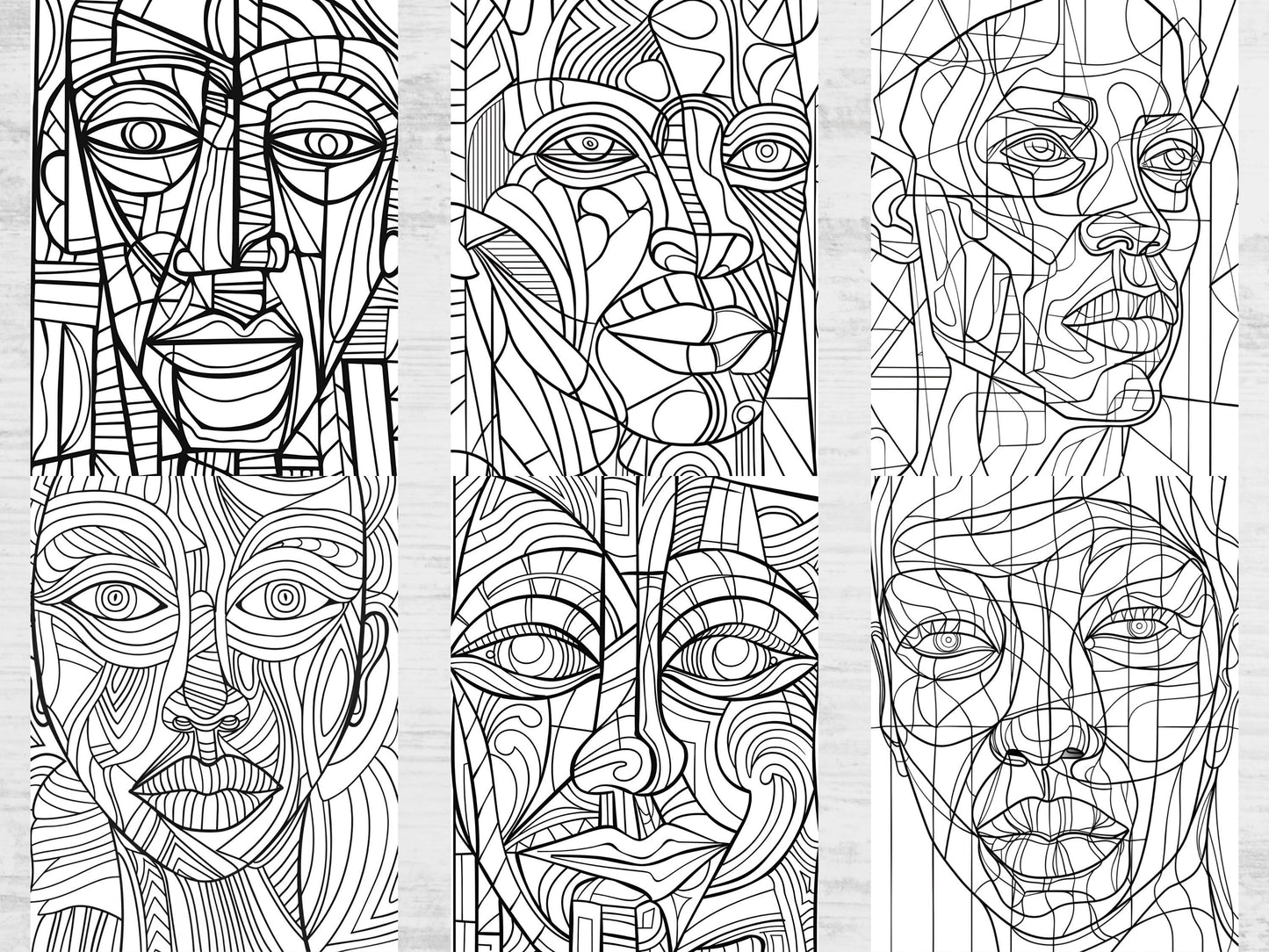 Dibujos para colorear de arte abstracto, caras abstractas, dibujos para colorear abstractos para imprimir, libro para colorear abstracto para adultos, diseño abstracto, dibujos para colorear