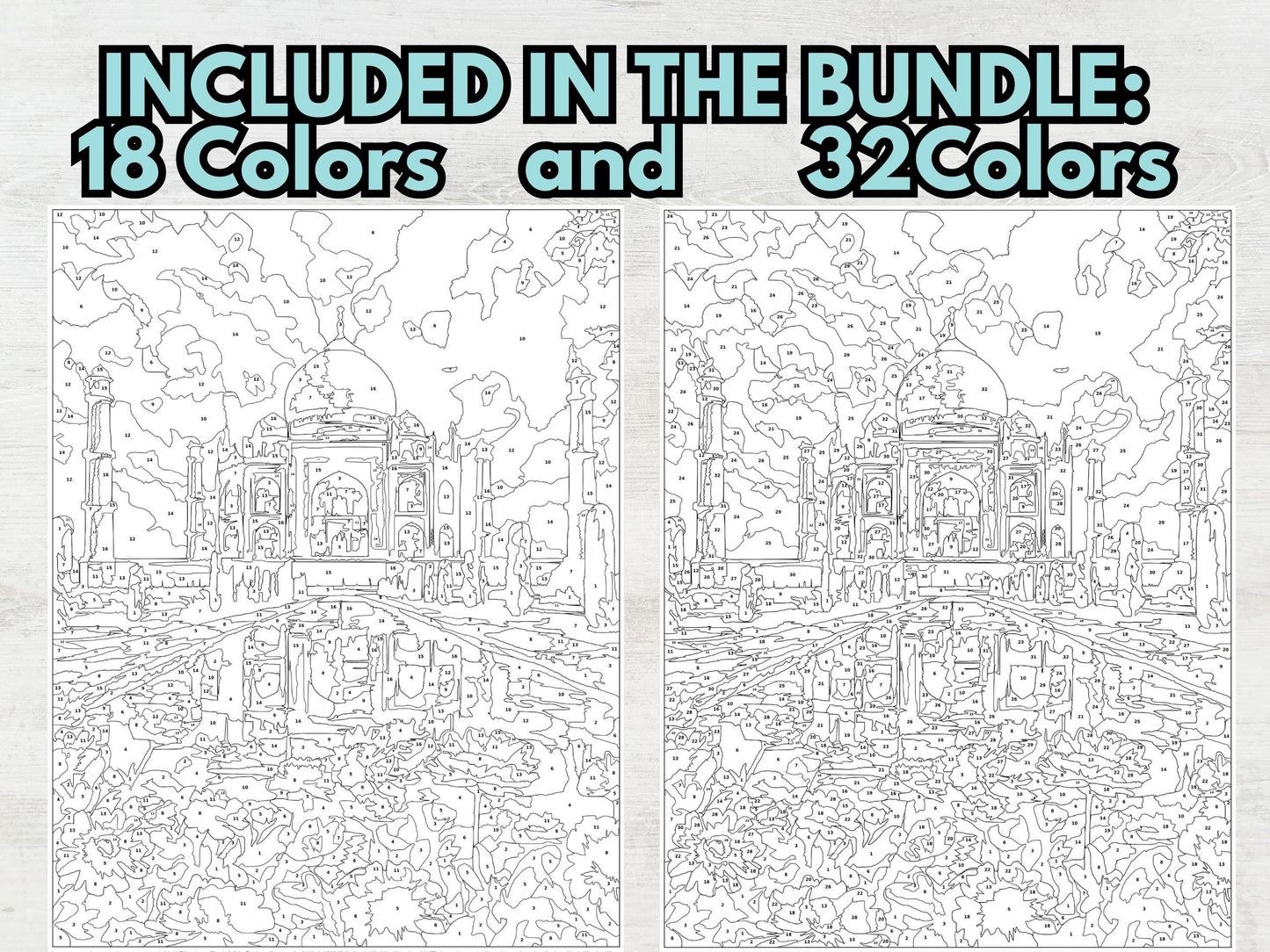 Libro para colorear paisajes por números, dibujos relajantes para adultos, colorear por números fácil, pósteres de viajes, arte de lugares emblemáticos del mundo