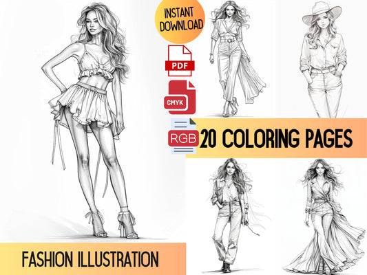 Dibujos para colorear de moda, Dibujos para colorear de moda para adultos, Dibujos para colorear de moda para adultos, Libro para colorear de moda para adultos,