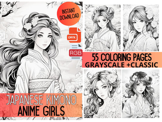 Mujer Kimono Japonesa, mujeres hermosas, páginas para colorear, colorear en escala de grises, chicas asiáticas, chicas japonesas, colorear kimono, colorear japonesas