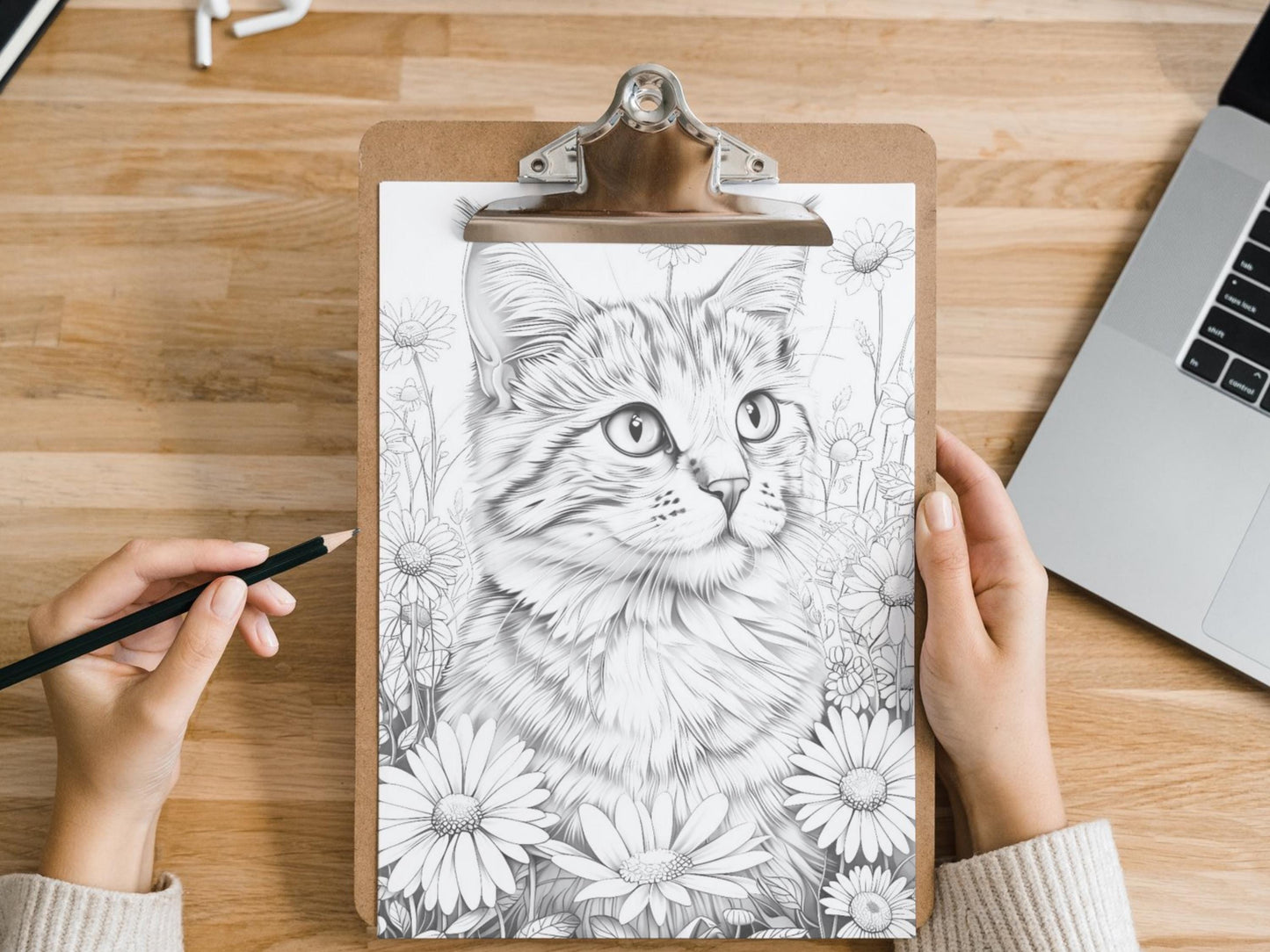 Página para colorear de gatos, páginas para colorear de gatos para imprimir, páginas para colorear de gatos para adultos, gatos y plantas, páginas para colorear de gatos