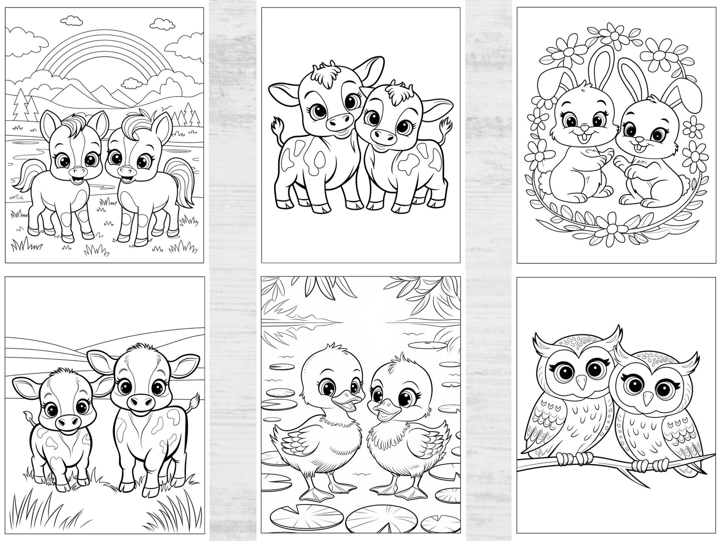 Dibujos para colorear de animales - Dibujos para colorear de animales lindos - Hojas para colorear de animales imprimibles para niños y adultos - Descarga digital - Dibujos para colorear fáciles
