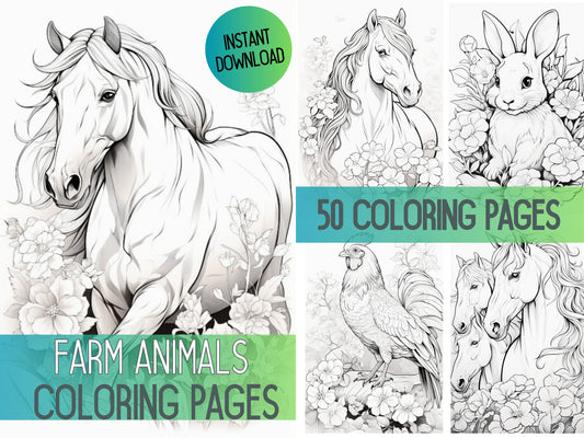 Páginas para colorear de animales de granja, Páginas para colorear de granja, Libro para colorear de granja, Página para colorear de animales, Coloración para adultos, Coloración de animales de granja, Pdf