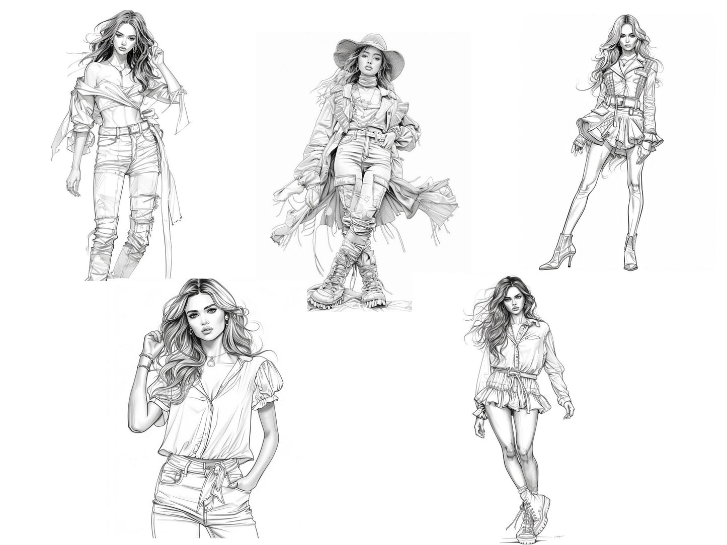 Dibujos para colorear de moda, Dibujos para colorear de moda para adultos, Dibujos para colorear de moda para adultos, Libro para colorear de moda para adultos,