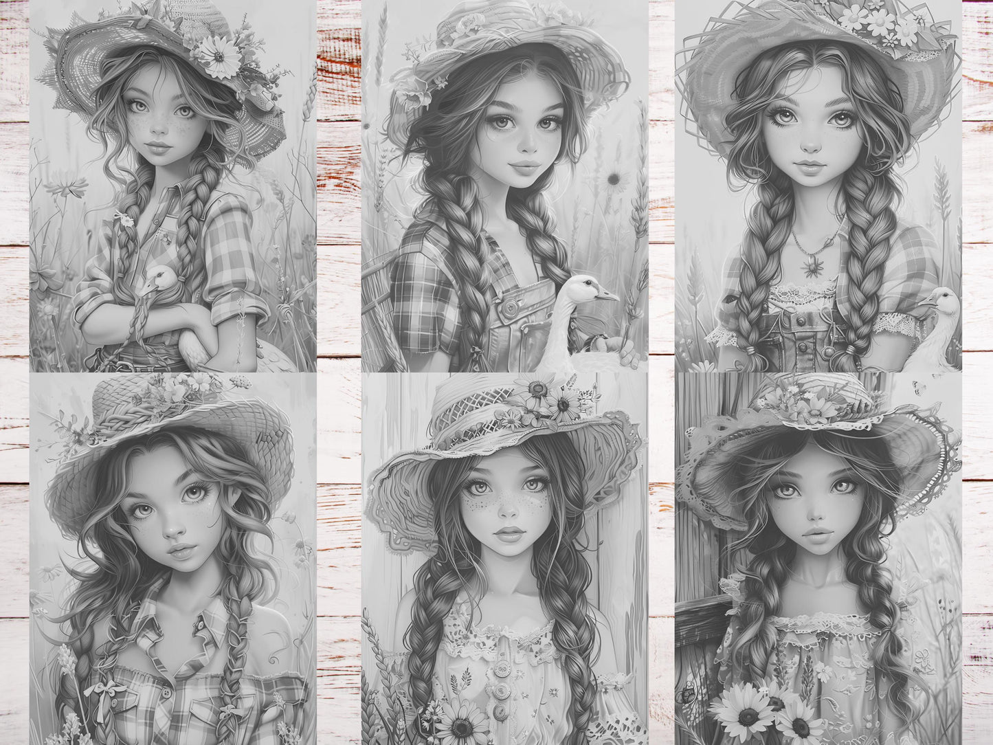 Libro para colorear de chicas de campo: Ilustraciones de la vida en la granja (PDF)