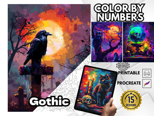 Colorear por números, Dibujos góticos para colorear, Dibujos góticos para colorear por números, Dibujos mágicos para colorear, Dibujos para colorear para adultos, Dibujos de calaveras para colorear, Dibujos góticos para colorear