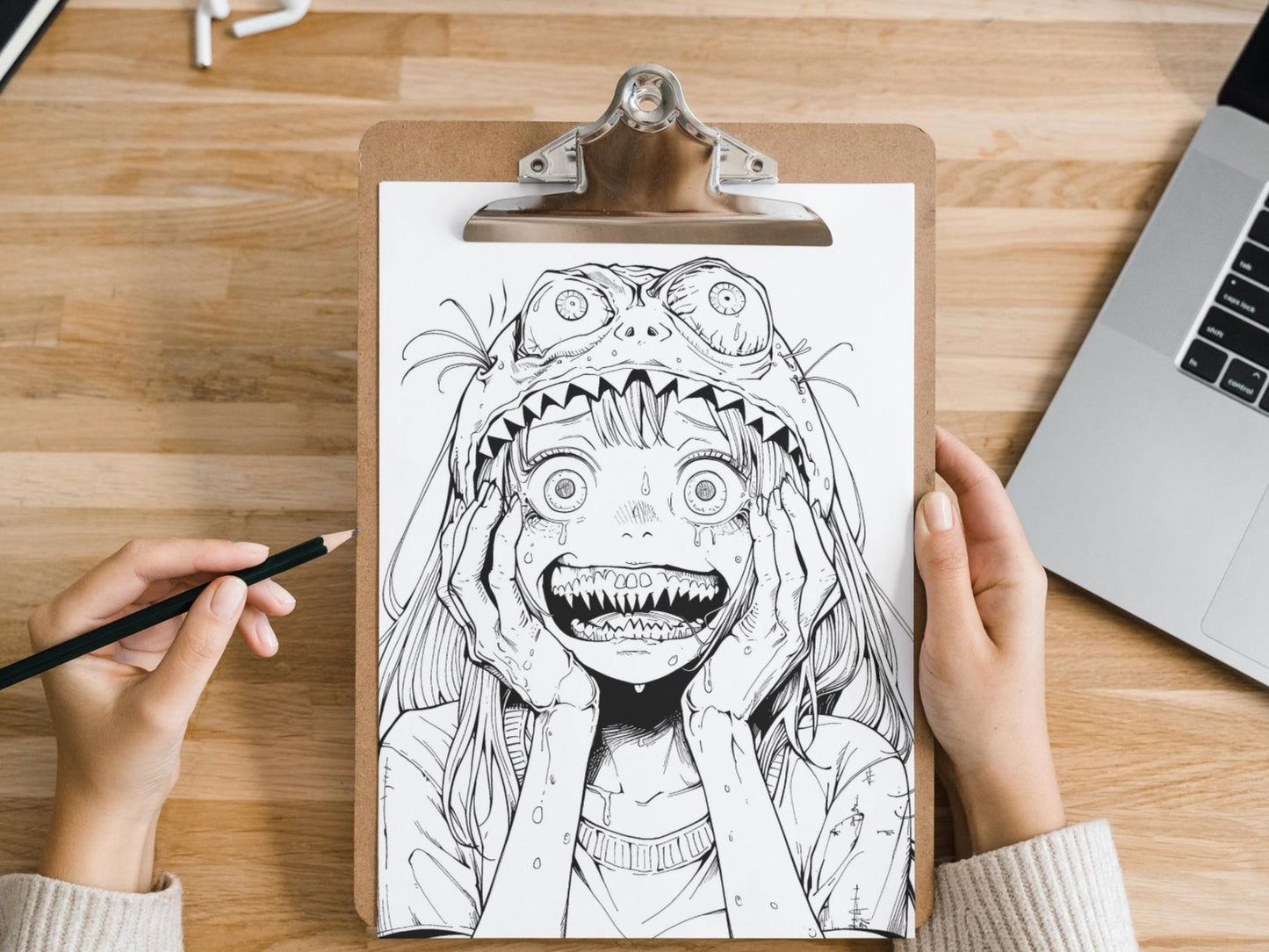 Dibujos para colorear de manga y terror, dibujos para adultos, dibujos espeluznantes, dibujos de miedo, dibujos de monstruos, libros de terror, manga oscuro