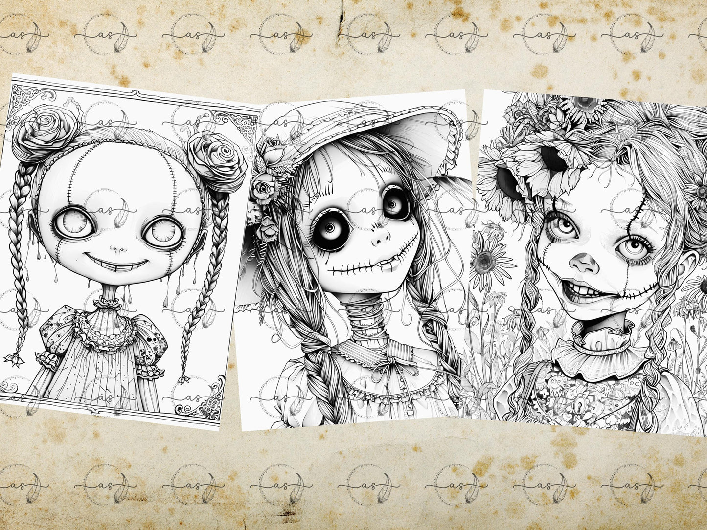 Dibujos para colorear de muñecas espeluznantes, Dibujos espeluznantes, Dibujos de terror, Dibujos para colorear para adultos, Dibujos de terror, Dibujos de Halloween