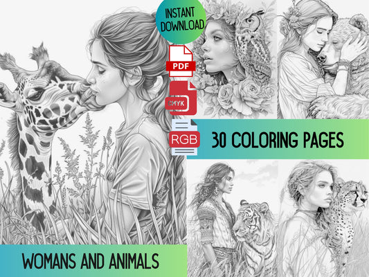 Coloración de vida silvestre, Libro para colorear para adultos, Página para colorear para adultos, Coloración para adultos, Página para colorear de animales, Coloración de mujeres, Coloración para adultos