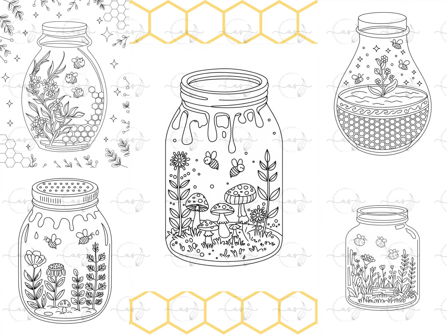 Dibujos de abejas para colorear para imprimir / Dibujos de abejas para colorear para adultos / Dibujos de abejas para colorear / Libro para colorear de frascos, Dibujos de abejas para imprimir