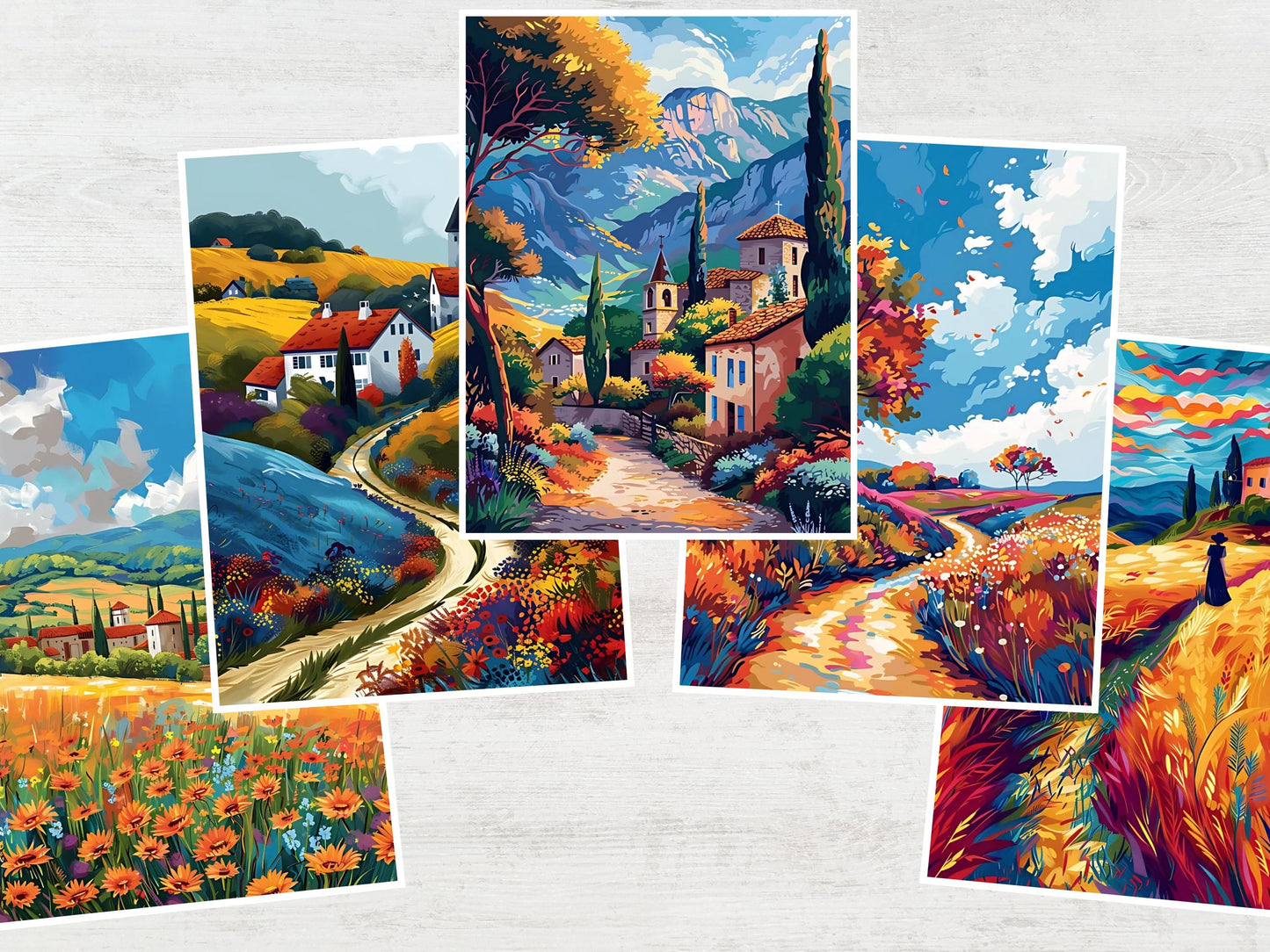 Paisaje campestre para colorear por números, dibujos relajantes para adultos, dibujos fáciles para colorear, dibujos digitales tranquilos y conscientes