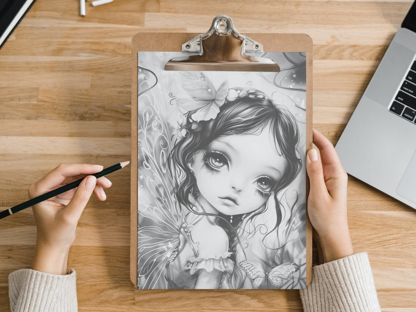 Páginas para colorear de hadas, páginas para colorear de hadas para adultos, hadas del bosque, libro para colorear de hadas, dibujos de fantasía, dibujos en escala de grises, dibujos para colorear para adultos