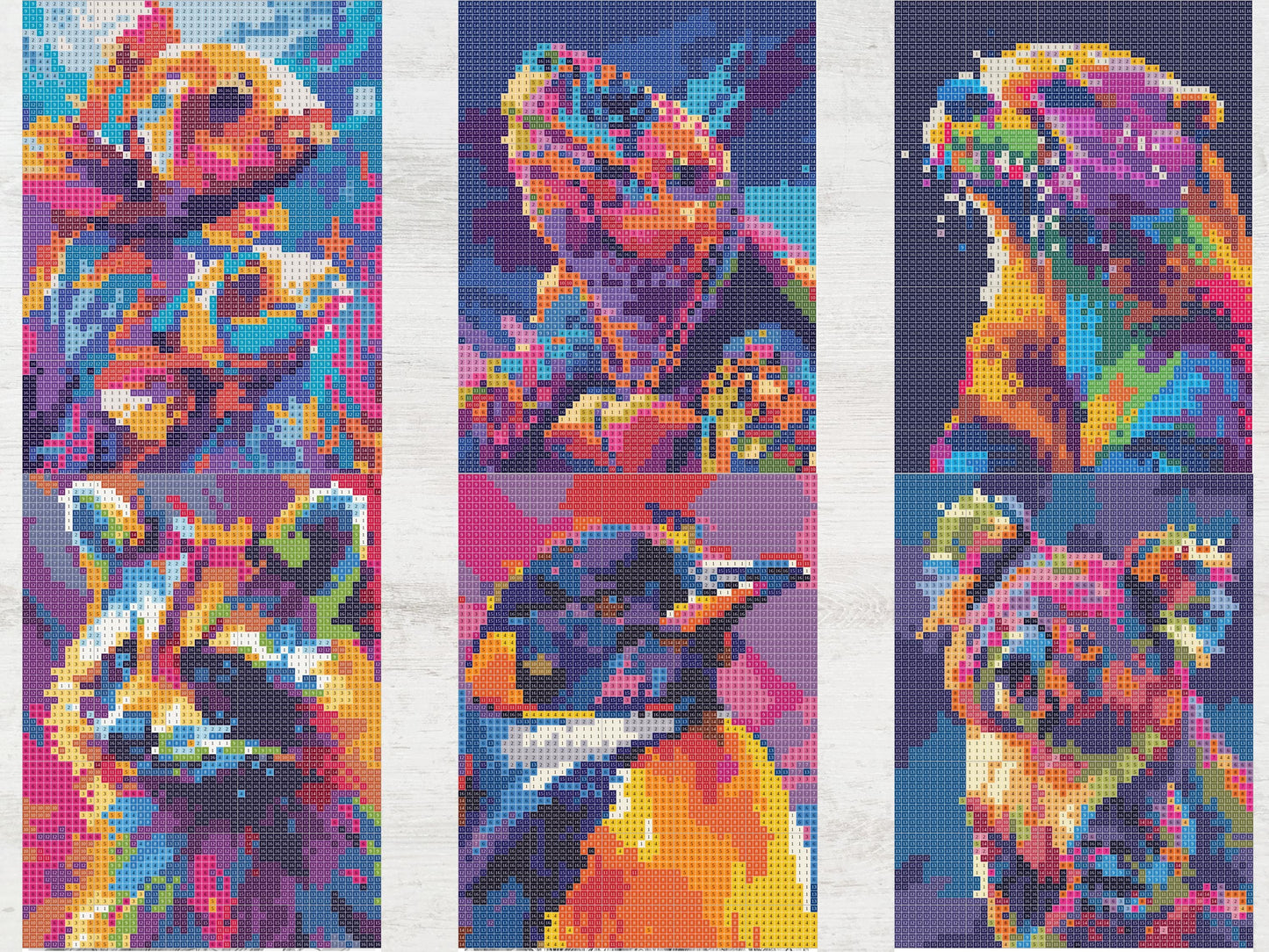 Animales de mosaico misteriosos, colorear animales por números, animales pixel art, colorear mosaicos relajantes, colorear misterios divertidos para niños y adultos