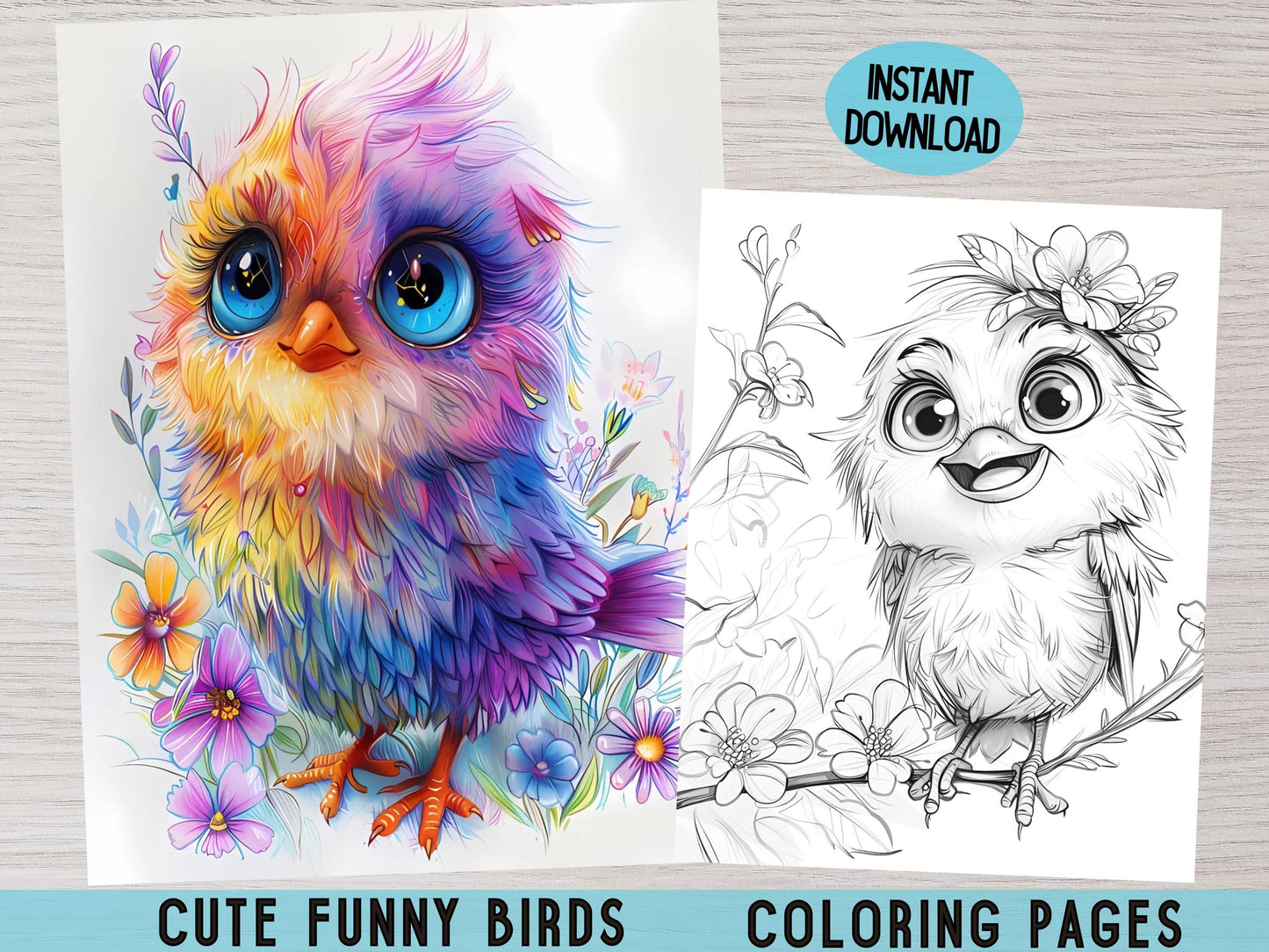 Páginas para colorear de pájaros para adultos, pájaros lindos para colorear, pájaros lindos en escala de grises, dibujos para colorear imprimibles, hermosa escala de grises, impresiones digitales, PDF