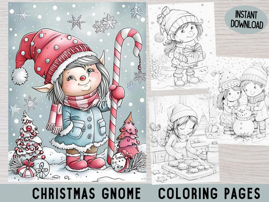 Dibujos para colorear de gnomos navideños, Dibujos para colorear de vacaciones, Dibujos para colorear de Navidad, Dibujos para colorear de gnomos, Libro para colorear para adultos, Dibujos para colorear, Dibujos para colorear de nieve