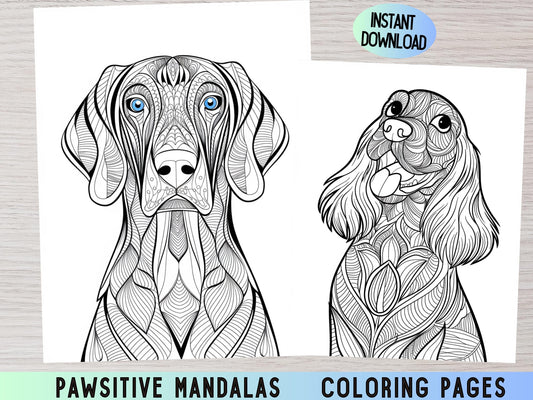 Páginas para colorear de perros - Libro para colorear de perros con mandalas, hojas para colorear de perros para imprimir, páginas para colorear de cachorros adorables, páginas para colorear de perros para adultos