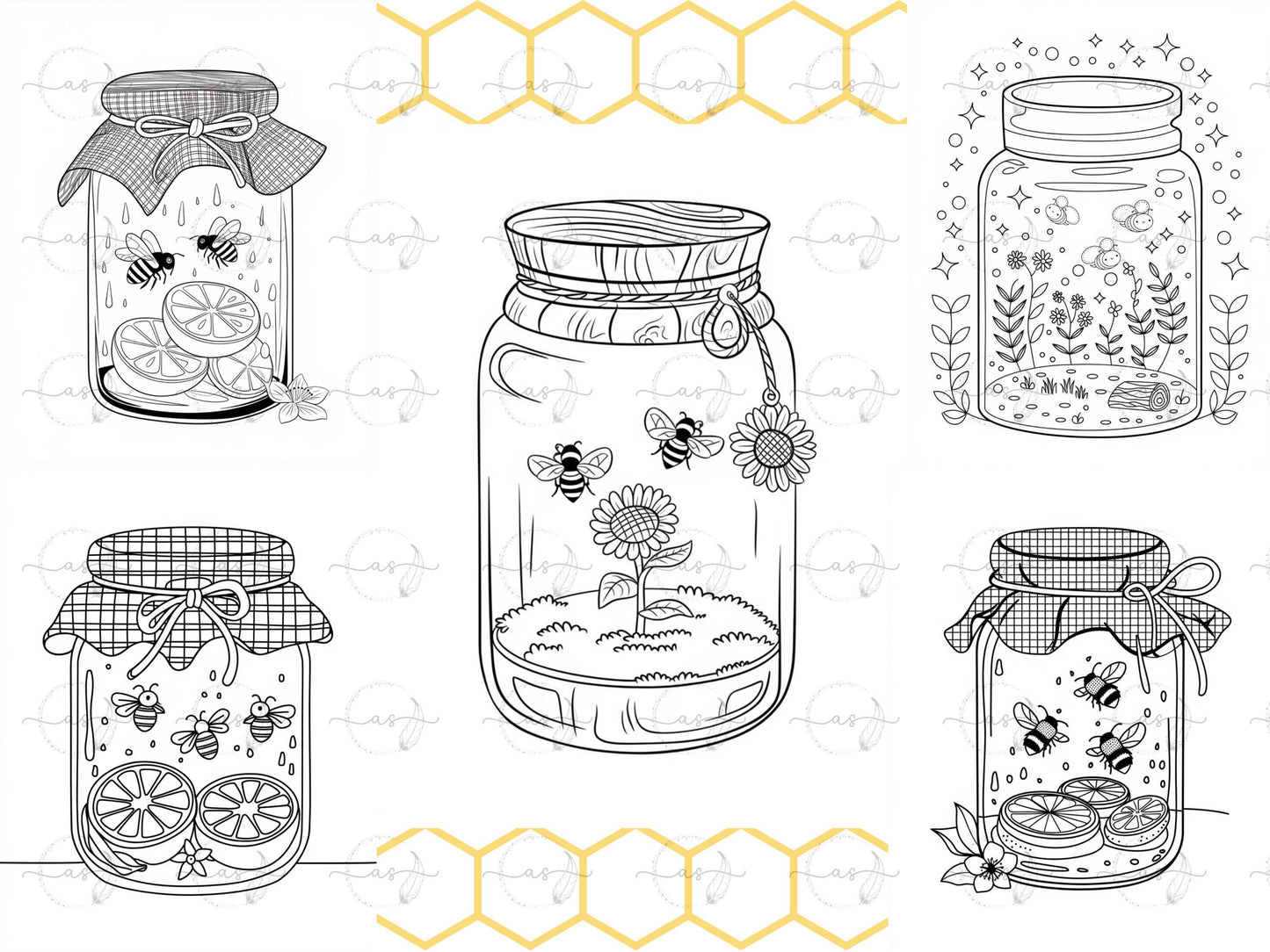 Dibujos de abejas para colorear para imprimir / Dibujos de abejas para colorear para adultos / Dibujos de abejas para colorear / Libro para colorear de frascos, Dibujos de abejas para imprimir