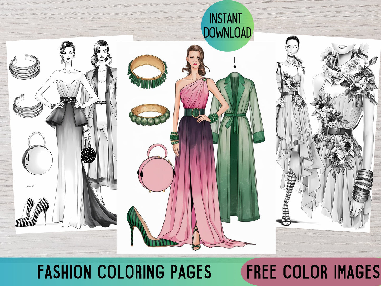 Dibujos para colorear de moda, Dibujos para colorear de moda para adultos, dibujos para colorear para adultos de moda, libro para colorear para adultos de moda, Diseño de moda