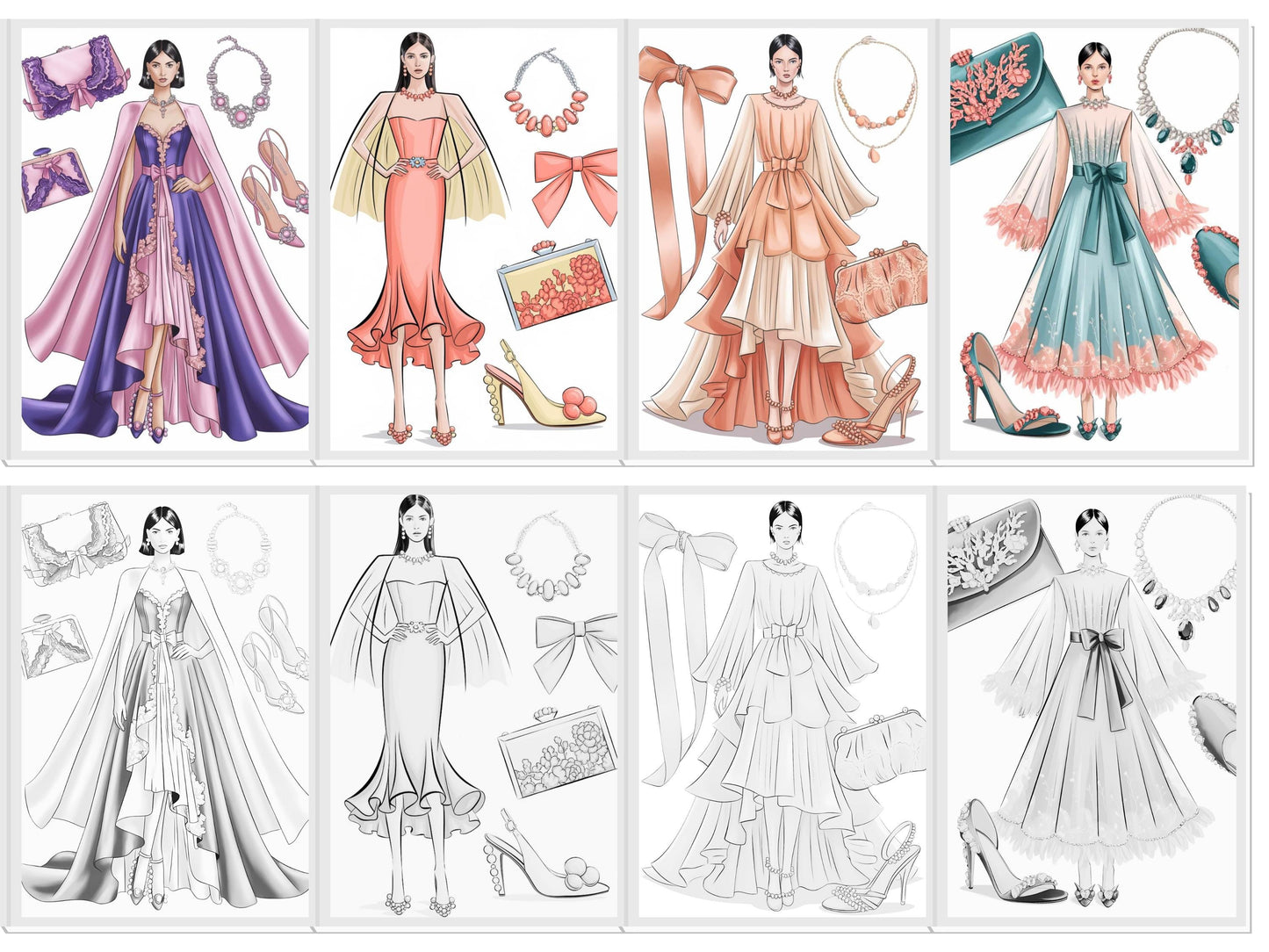 Coquette Fashion, Dibujos para colorear de moda, Dibujos para colorear de moda para adultos, Dibujos para colorear de moda para adultos, Libro para colorear de moda para adultos