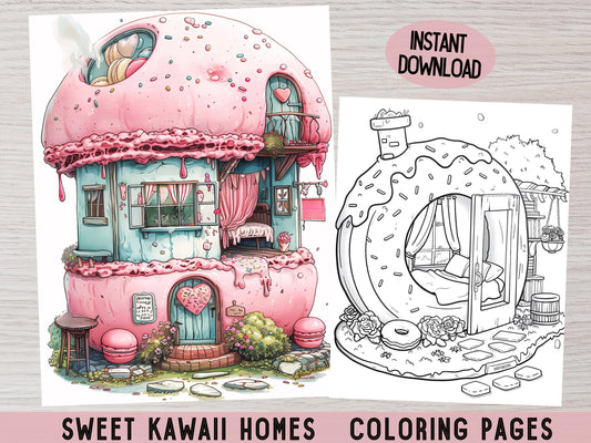 Casas acogedoras, Páginas para colorear de espacios acogedores, Páginas para colorear lindas, Libro para colorear acogedor, Dibujos para colorear kawaii, Dibujos para colorear para adultos, Páginas para colorear de hogares
