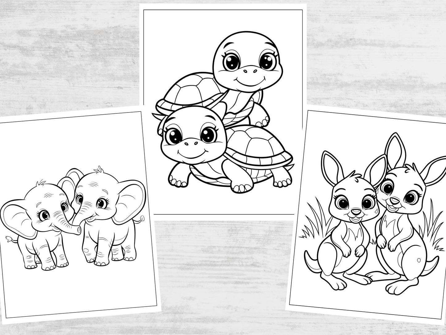 Dibujos para colorear de animales - Dibujos para colorear de animales lindos - Hojas para colorear de animales imprimibles para niños y adultos - Descarga digital - Dibujos para colorear fáciles
