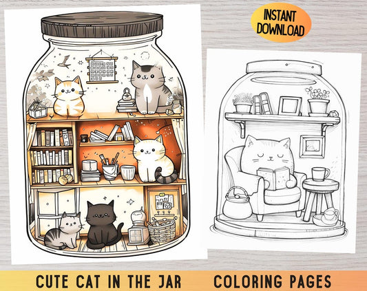 Kawaii cat coloring pages