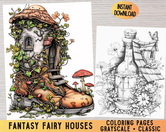 Fairy house coloring pages